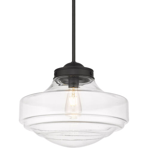 Ingalls 1 Light 16 inch Matte Black Pendant Ceiling Light in Clear Glass, Large